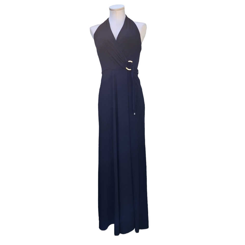 Whitehouse Blackmarket Formal Black Halter  Maxi Dress